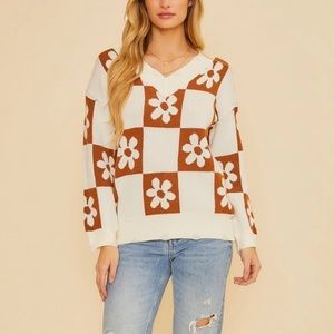 Daisy checkered sweater brown